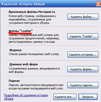 как удалить куки в интернет эксплорере